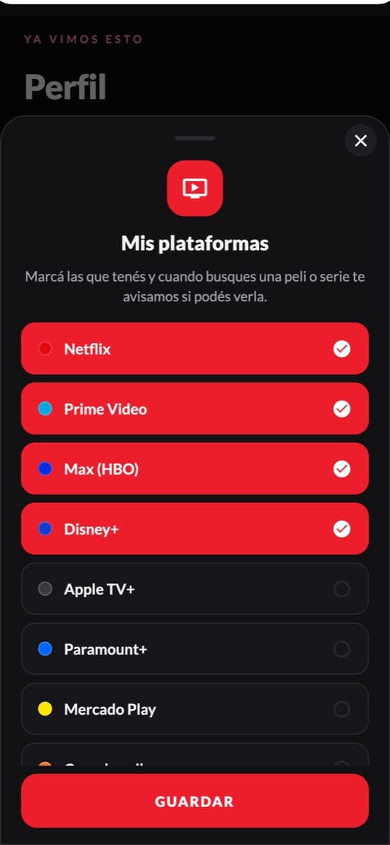 Elegir mis plataformas de streaming